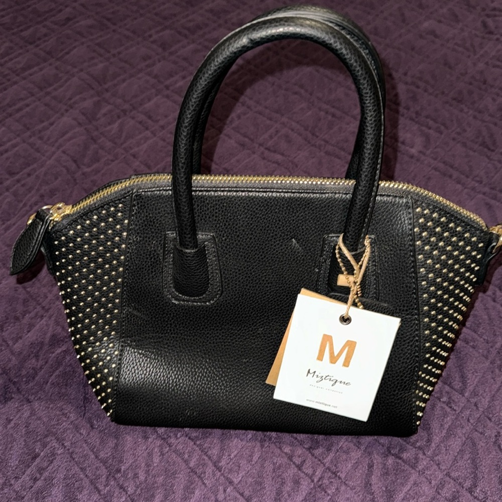 Mystique Vegan Leather Studded Satchel Bag